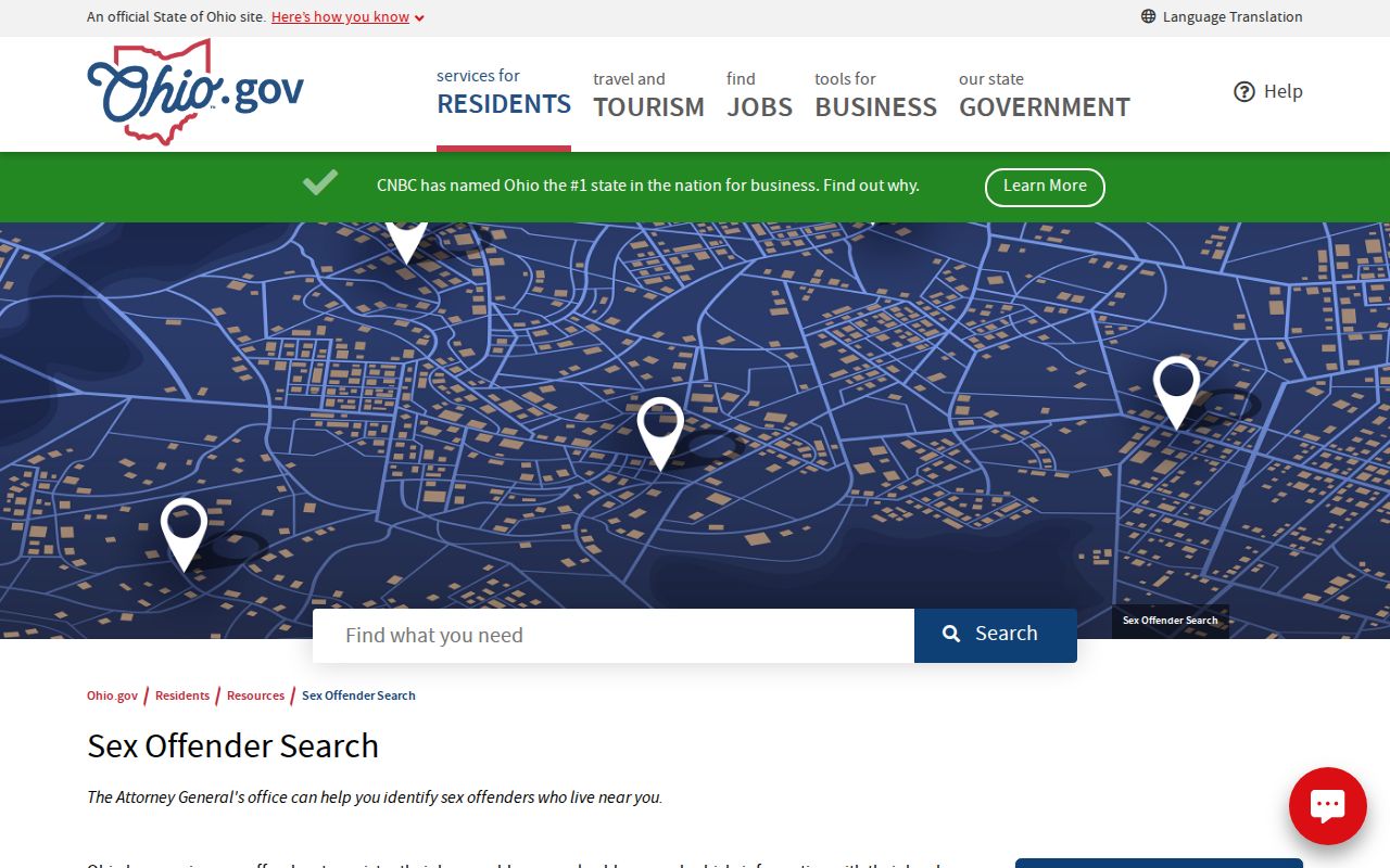 Official Ohio sex offender registry entry point